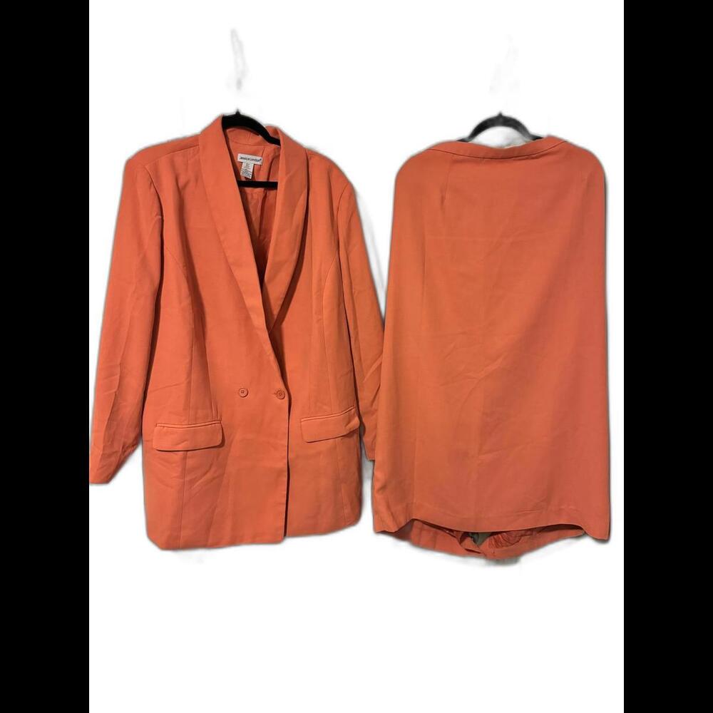 Jessica London Tall Chic Double-Breasted Blazer Professional Suit in Coral SZ 22
